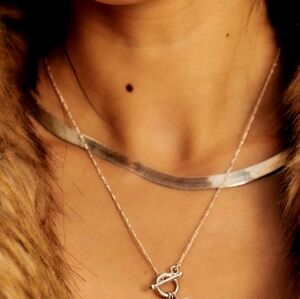 Free People Jewelry Dea Dia Herringbone Hypoallergenic White Rhodium